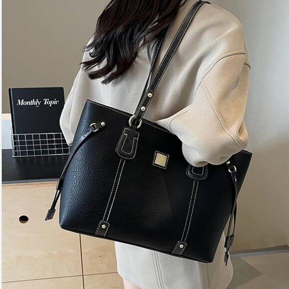 Tote Bag Zipper Shoulder Bags Vegan Leather Handbags Bag Faux Leather X004GBLI97 - Picture 6 of 6